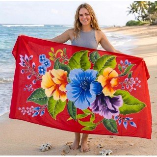 New Deisgn Rayon Sarong Hand Painted Flower Design Handmade In Bali